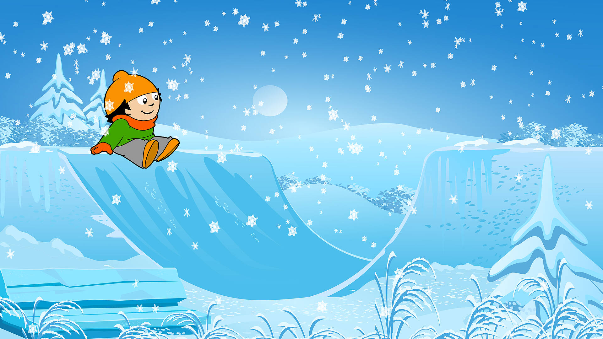 Mainzelmännchen | Mainzelmännchen-Hintergrundbild Winter (© ZDF Werbefernsehen GmbH)